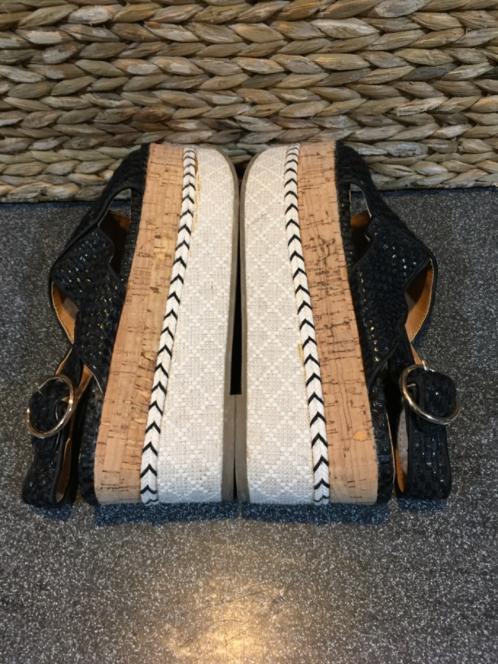Zara Trafaluc Black Woven Platform Sandals - Picture 9 of 15
